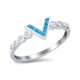 Fashion V Ring Simulated Cubic Zirconia 925 Sterling Silver Thumb Ring