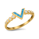 Fashion V Ring Simulated Cubic Zirconia 925 Sterling Silver Thumb Ring