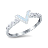 Fashion V Ring Simulated Cubic Zirconia 925 Sterling Silver Thumb Ring