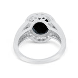 Art Deco Engagement Bridal Ring Simulated Cubic Zirconia 925 Sterling Silver