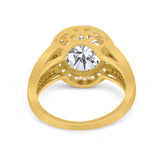 Art Deco Engagement Bridal Ring Simulated Cubic Zirconia 925 Sterling Silver