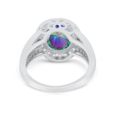 Art Deco Engagement Bridal Ring Simulated Cubic Zirconia 925 Sterling Silver