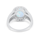 Art Deco Engagement Bridal Ring Simulated Cubic Zirconia 925 Sterling Silver