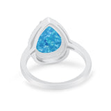 Halo Teardrop Wedding Ring Pear Simulated Cubic Zirconia 925 Sterling Silver