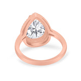 Halo Teardrop Wedding Ring Pear Simulated Cubic Zirconia 925 Sterling Silver