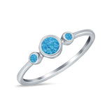 Fashion Style Band Ring Round Simulated Cubic Zirconia Opal 925 Sterling Silver