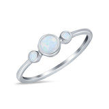 Fashion Style Band Ring Round Simulated Cubic Zirconia Opal 925 Sterling Silver