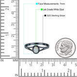 Oval Shape Ring Band Lab Created Opal 925 Sterling Silver (7mm)
