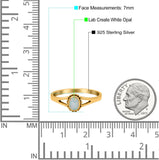Oval Shape Ring Band Lab Created Opal 925 Sterling Silver (7mm)