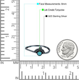 Bali Band Ring Round Simulated Turquoise 925 Sterling Silver