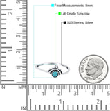 Bali Band Ring Round Simulated Turquoise 925 Sterling Silver