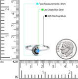 Crescent Moon Band Ring Round Lab Created Opal 925 Sterling Silver