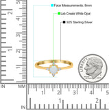 Lab Created Opal Wedding Ring Round Simulated Cubic Zirconia 925 Sterling Silver (8mm)