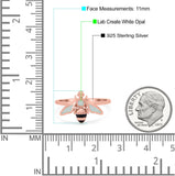 Bee Ring Band Lab Created Opal 925 Sterling Silver (11mm)