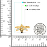 Bee Ring Band Lab Created Opal 925 Sterling Silver (11mm)