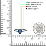 Thumb Ring Teardrop Pear Shape Ring Band Lab Created Opal 925 Sterling Silver (7mm)