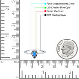 Thumb Ring Teardrop Pear Shape Ring Band Lab Created Opal 925 Sterling Silver (7mm)