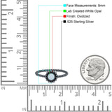 Petite Dainty Rope Vintage Style Lab Opal Ring Solid Round Oxidized 925 Sterling Silver