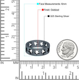 Star Oxidized Band Solid 925 Sterling Silver (6mm)