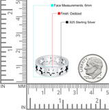 Star Oxidized Band Solid 925 Sterling Silver (6mm)