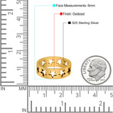 Star Oxidized Band Solid 925 Sterling Silver (6mm)