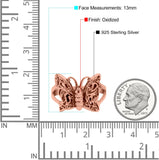 Butterfly Oxidized Band Solid 925 Sterling Silver (13mm)