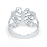 Butterfly Statement Ring Filigree Butterfly Band Round 925 Sterling Silver