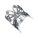 Sterling Silver Butterfly Filigree Ring Oxidized Round 925 Sterling Silver