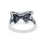 Simple Plain Petite Dainty Butterfly Ring Band Round 925 Sterling Silver