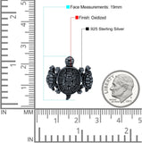 Turtles Oxidized Band Solid 925 Sterling Silver (19mm)