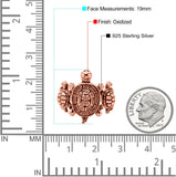 Turtles Oxidized Band Solid 925 Sterling Silver (19mm)