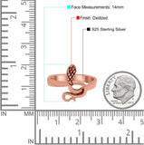 Snake Ring Oxidized Band Solid 925 Sterling Silver Thumb Ring (14mm)