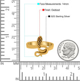 Snake Ring Oxidized Band Solid 925 Sterling Silver Thumb Ring (14mm)