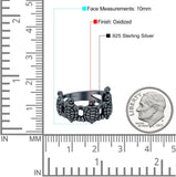 Turtles Oxidized Band Solid 925 Sterling Silver (10mm)