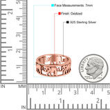 Elephant Ring Oxidized Band Solid 925 Sterling Silver Thumb Ring (7mm)