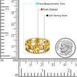 Elephant Ring Oxidized Band Solid 925 Sterling Silver Thumb Ring (7mm)