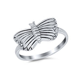 Sterling Silver Fashion Butterfly Ring Band Oxidized Round 925 Sterling Silver