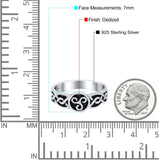 Celtic Ring Oxidized Band Solid 925 Sterling Silver (7mm)