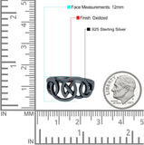 Celtic Ring Oxidized Band Solid 925 Sterling Silver (12mm)