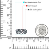 Braided Style Full Eternity Infinity Ring Oxidized Band Solid 925 Sterling Silver 7mm