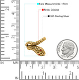 Snake Ring Oxidized Band Solid Simulated Garnet Cubic Zirconia 925 Sterling Silver (17mm)