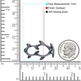 Vine Ring Oxidized Band Solid 925 Sterling Silver Thumb Ring (7mm)