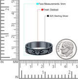 Claddagh Band Oxidized Ring Solid 925 Sterling Silver Thumb Ring (5mm)