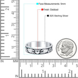 Claddagh Band Oxidized Ring Solid 925 Sterling Silver Thumb Ring (5mm)