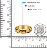 Claddagh Band Oxidized Ring Solid 925 Sterling Silver Thumb Ring (5mm)