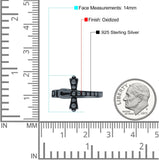 Ankh Cross Band Oxidized Ring Solid 925 Sterling Silver (14mm)
