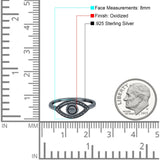 Eye Ring Oxidized Band Solid 925 Sterling Silver (8mm)
