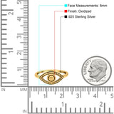 Eye Ring Oxidized Band Solid 925 Sterling Silver (8mm)