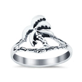 Palm Tree Ring Band Oxidized Tree of Life Round 925 Sterling Silver