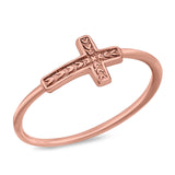 Textured Sideways Cross Band Petite Dainty Thumb Plain Ring 925 Sterling Silver